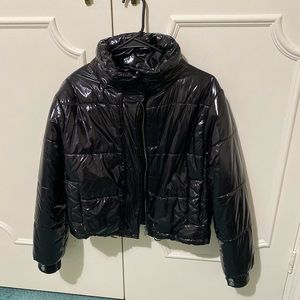 Design Lab Black Vinyl puffer jacket